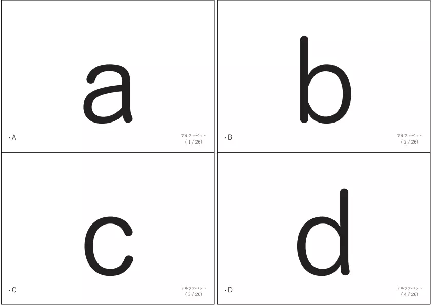 A4サイズにまとめたL版「フラッシュカード（アルファベット小文字版）②」