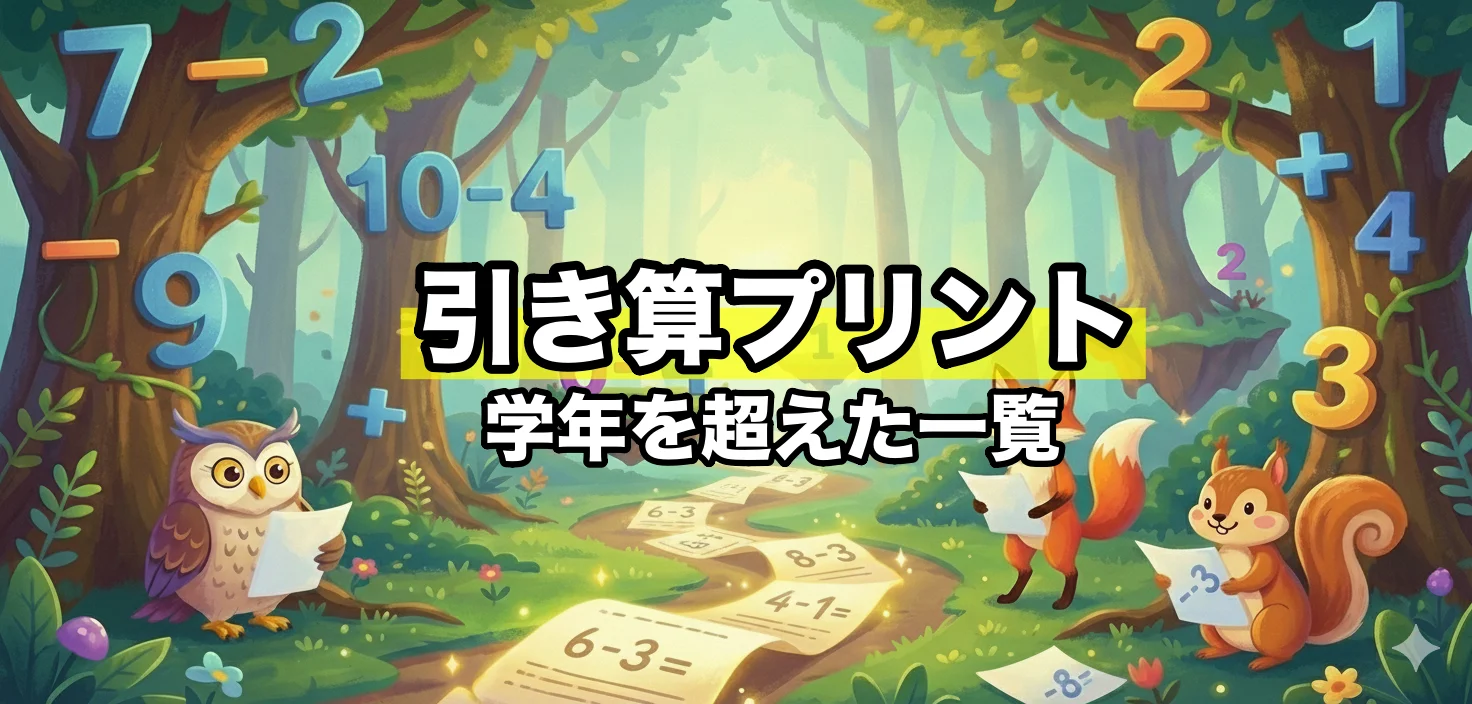 学年を超えた引き算プリント一覧