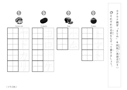 「なぞり書き、書き取り練習」カタカナ練習まとめA