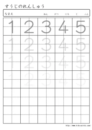 数字の書き取りプリント(B)