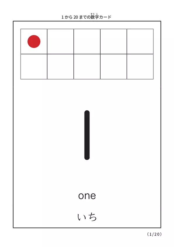 A4サイズのドット付き数字カード