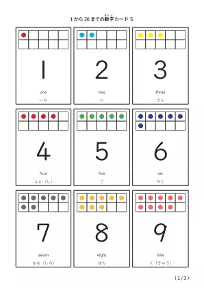 Sサイズのドット付き数字カード