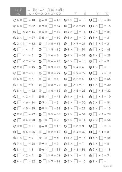 「全て虫食い算」かけ算虫食い版のまとめC1