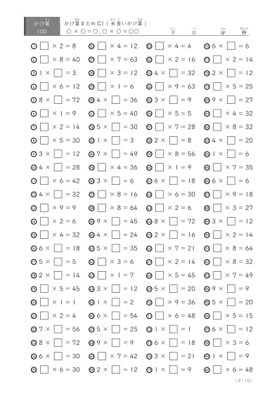 「全て虫食い算」かけ算虫食い版のまとめC1
