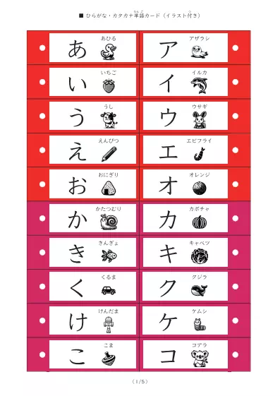 「「ひらがな・カタカナ」を学ぶ単語カード」「ひらがな・カタカナ」を学ぶ単語カード