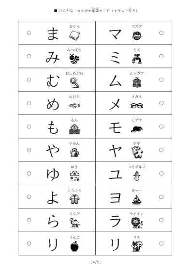 「「ひらがな・カタカナ」を学ぶ単語カード」「ひらがな・カタカナ」を学ぶ単語カード