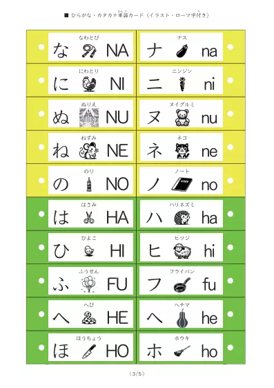 「「ひらがな・カタカナ・ローマ字」を学ぶ単語カード」「ひらがな・カタカナ・ローマ字」を学ぶ単語カード