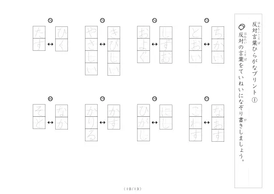 「反対言葉100問プリント(小)」反対言葉100問プリント(小)