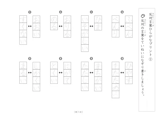 「反対言葉100問プリント(小)」反対言葉100問プリント(小)