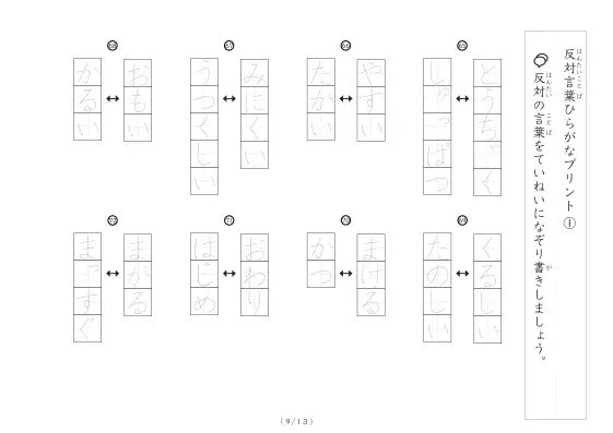 「反対言葉100問プリント(小)」反対言葉100問プリント(小)