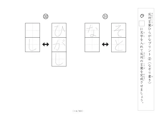 「反対言葉穴埋め1つ版100問プリント」反対言葉穴埋め1つ版100問プリント