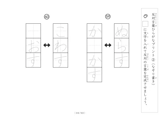 「反対言葉穴埋め1つ版100問プリント」反対言葉穴埋め1つ版100問プリント