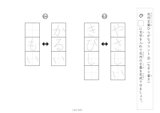 「反対言葉穴埋め1つ版100問プリント」反対言葉穴埋め1つ版100問プリント