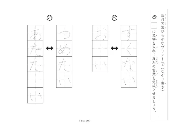 「反対言葉穴埋め1つ版100問プリント」反対言葉穴埋め1つ版100問プリント