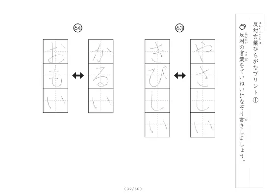 「反対言葉100問プリント」反対言葉100問プリント