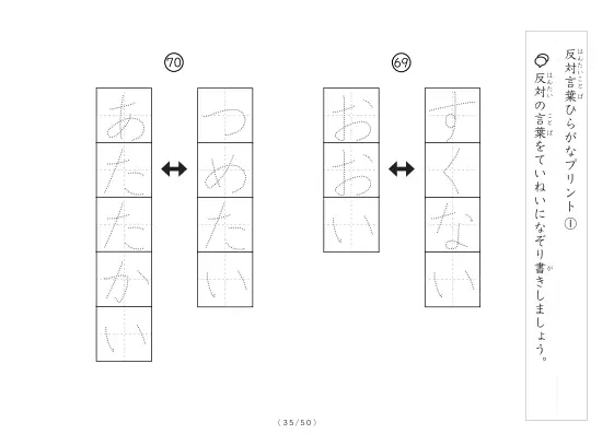 「反対言葉100問プリント」反対言葉100問プリント