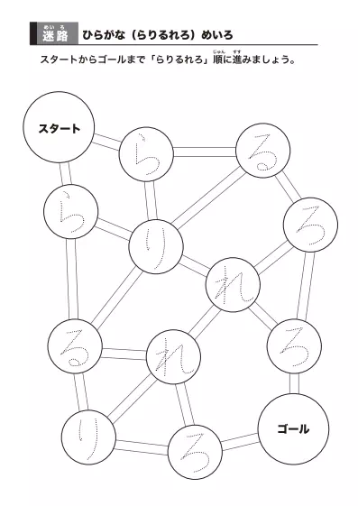 「「ひらがな順」迷路プリント」「ひらがな順」迷路プリント